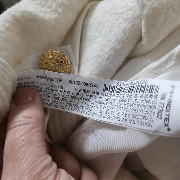 NWT Zara Blazer Jacket wool like vicosa cream so adorable XL - Picture 8 of 8